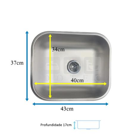 Kit Cuba Escovada Inox 304 Tecnocuba N3 40x34x17 C/ Lixeira Imagem de Kit Cuba Escovada Inox 304 Tecnocuba N3 40x34x17 C/ Lixeira