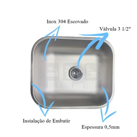 Kit Cuba Escovada Inox 304 Tecnocuba N3 40x34x17 C/ Lixeira Imagem de Kit Cuba Escovada Inox 304 Tecnocuba N3 40x34x17 C/ Lixeira