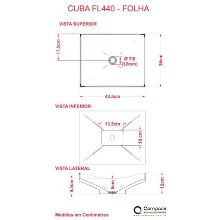 Imagem de Kit Cuba F44 C/Válvula Click 1''G + Sifão Pvc + Flexível