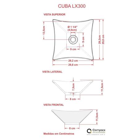 Imagem de Kit Cuba L30 C/Torneira Link 1062 Metal + Válvula Click 1''B (2,6cm) + Sifão Pvc + Flexível