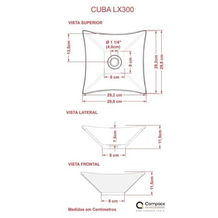 Imagem de Kit Cuba L30 com Válvula Metal 1'' (2,6cm) Rosa