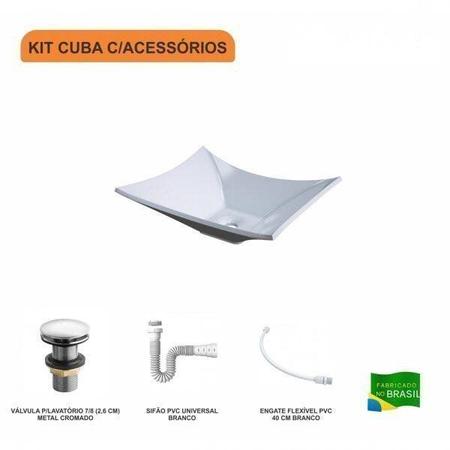 Imagem de Kit Cuba L38 C/Válvula Click 1"G + Sifão PVC + Flexível Compace