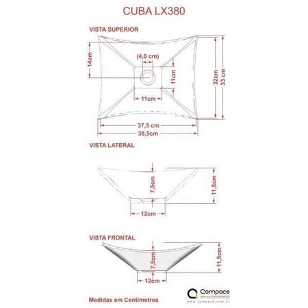 Imagem de Kit Cuba L38 C/Válvula Click 1"G + Sifão PVC + Flexível Compace