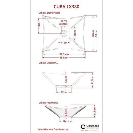 Imagem de Kit Cuba L38 Torneira Link 1062 Metal Válvula 1 Polegada Sifão Pvc Flexível Compace