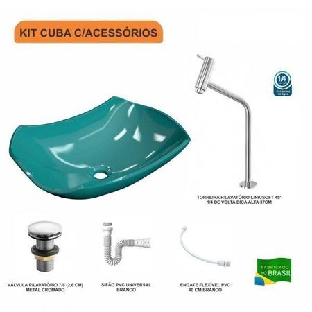Imagem de Kit Cuba L42 com Torneira Link 1062 Metal e Válvula Click 1"G + Sifão PVC e Flexível