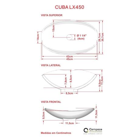 Imagem de Kit Cuba L45 C/Torneira Link 1062 Metal + Válvula Click 1 1/2'' (4,0cm) + Sifão Cromado + Flexível