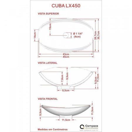 Imagem de Kit Cuba L45 com Torneira Link 1062 Metal 1/4 Volta Compace
