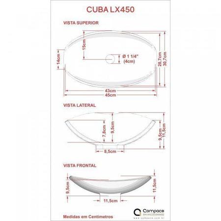 Imagem de Kit Cuba L45 com Torneira Link 1062 Metal e Válvula Click 1"G + Sifão Cromado e Flexível
