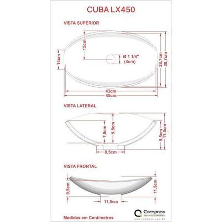 Imagem de Kit Cuba L45 Torneira Link 1062 Metal Válvula Click 1 Polegada G Sifão Pvc Flexível Compace
