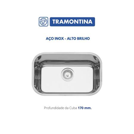 Imagem de Kit cuba lavinia 47x30 tramontina aço inox alto brilho com válvulas e sifão 