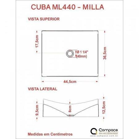 Imagem de Kit Cuba ML44 C/Válvula Click 1 Pol. Sifão PVC e Flexível Compace