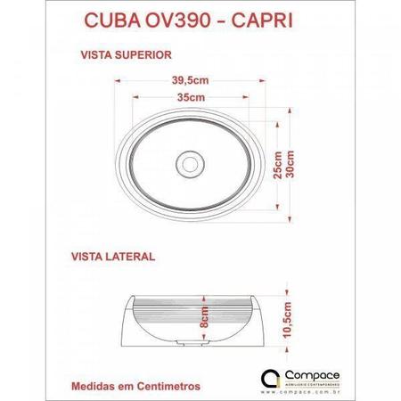 Imagem de Kit Cuba OV39 C/Torneira Link 1062 Metal e Válvula 1 Polegada e Sifão Pvc e Flexível