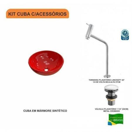 Imagem de Kit Cuba R30 com Torneira Link 1062 Metal e Válvula Click 1 Polegada e meia Compace