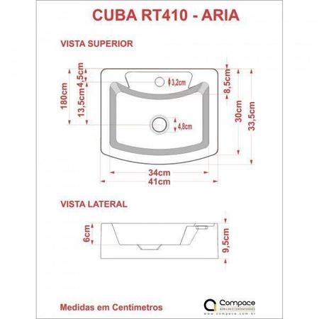 Imagem de Kit Cuba RT41 com Torneira 1198 Metal e Válvula Click 1 Polegada G e Sifão Cromado e Flexível Compac