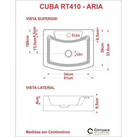 Imagem de Kit Cuba RT41 com Torneira Luxo 1195 Metal e Válvula Click 1 Polegada e Meia e Sifão Pvc e Flexível Compace Amarelo