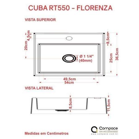 Imagem de Kit Cuba RT55 Com Torneira Pratika 1060 Metal e Válvula Click 1 Polegada B Compace