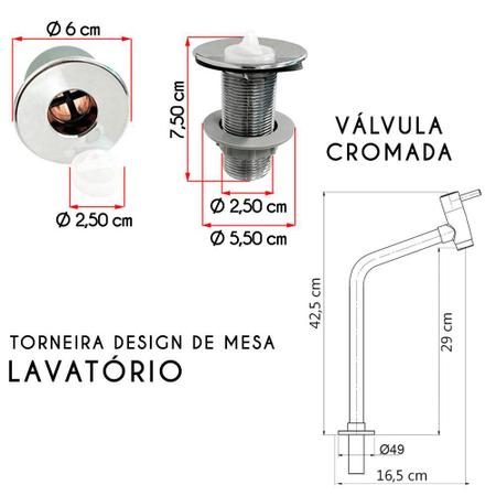 Imagem de Kit Cuba Torino Sobrepor C/ Torneira e Valvula ABS Cromado