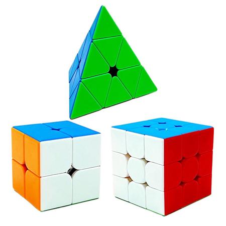 Kit Cubo Mágico Profissional MoYu Carbon 2x2, 3x3 E Pirâmide