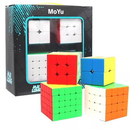 Kit 4 Cubos Magicos Diferentes Moyu Cubo Mágico Colorido 132