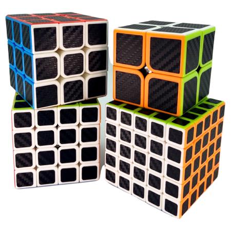 Kit Cubo Mágico Profissional MoYu 3x3 e 4x4 Carbon - Cubo Mágico