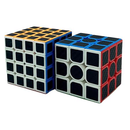 Kit Cubo Mágico Profissional MoYu 3x3 e 4x4 Carbon - Cubo Mágico