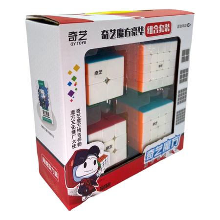 Kit Cubo Mágico Qiyi 2x2 + 3x3 + 4x4 + 5x5 Stickerlss