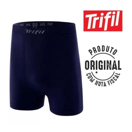 Imagem de Kit Cueca Boxer Plus Size Masculino Trifil - Tam.GG3 - Cor:Marinho + Kit 3 Meias Sapatilha Tamanho:39 - Cor:Branco