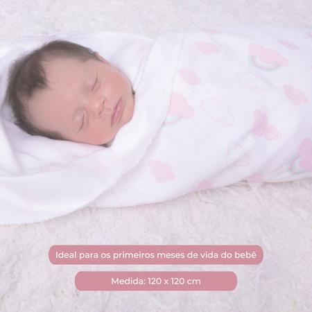 Imagem de Kit Cueiro Bebê Algodão Recém Nascido Papi 3 Unid 120x120cm