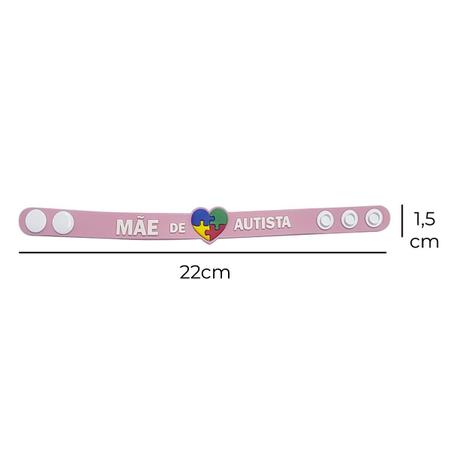 Imagem de Kit de 10 pulseiras pai e mãe de autista identificação autismo com regulagem cores preta azul rosa 