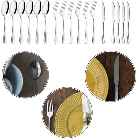 Kit De 36 Peças Talheres Garfos Facas Colheres Conjunto De Mesa Em Aço Inox  Jantar Buffet Grande Faqueiro - Meu Canto Shop