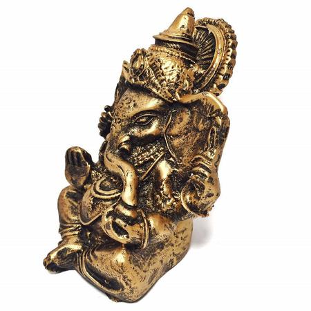 Imagem de Kit de 2 Estátuas de Ganesha Dourado Pequeno Resina 9,5cm