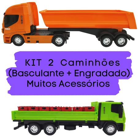 Kit De 2 Peças - 1 Caminhão Basculante + 1 Caminhão De Bebidas