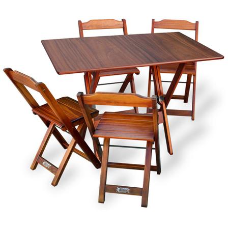 Imagem de Kit De 20 Conjuntos De Mesa Dobrável 70x110 Com 4 Cadeiras Imbuia - Tarimatã