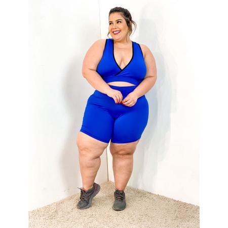 Imagem de Kit de 3 Conjuntos Short e Top Plus Size Roupa de Academia