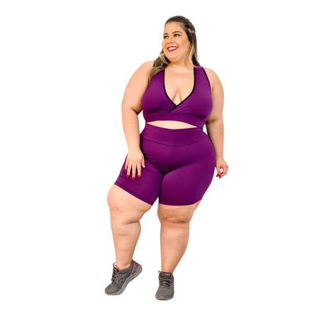 Imagem de Kit de 3 Conjuntos Short e Top Plus Size Roupa de Academia