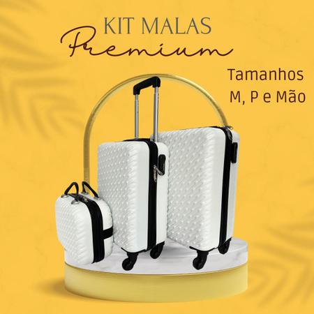 Imagem de Kit De 3 Malas De Viagem Frasqueira P e M rodas giratórias 360 Premium Trava com Senha