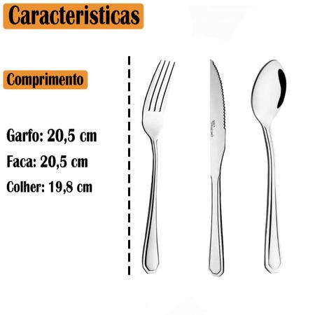 Kit De 36 Peças Talheres Garfos Facas Colheres Conjunto De Mesa Em Aço Inox  Jantar Buffet Grande Faqueiro - Meu Canto Shop