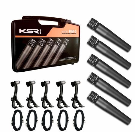 Imagem de Kit de 5 Microfone para bateria KM57 percussão KSR Pro KM5