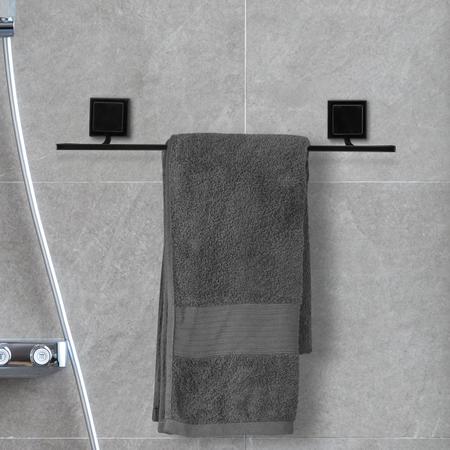 Imagem de Kit de Acessórios para Banheiro Preto Porta Toalha, Saboneteira e Papeleira com Adesivo 3M