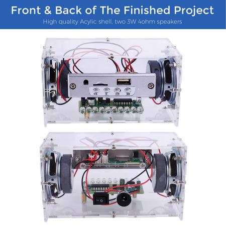 Imagem de Kit de alto-falantes MioYoow DIY compatível com Bluetooth com luz intermitente LED, projeto de solda, mini amplificador de som estéreo doméstico, kits