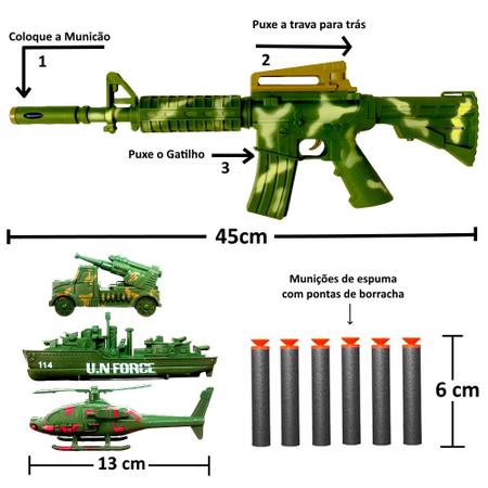 Kit 2 Arminha de Brinquedo do Tipo Nerf Militar com Acessórios