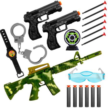 Kit 2 Arminha de Brinquedo do Tipo Nerf Militar com Acessórios