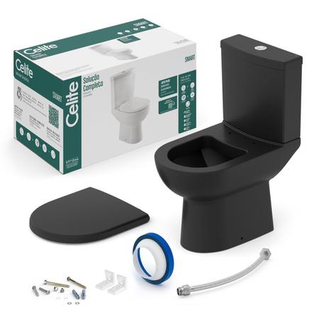 Imagem de Kit de Bacia com Caixa Acoplada com Assento Termofixo e Itens de Instalação Smart Celite