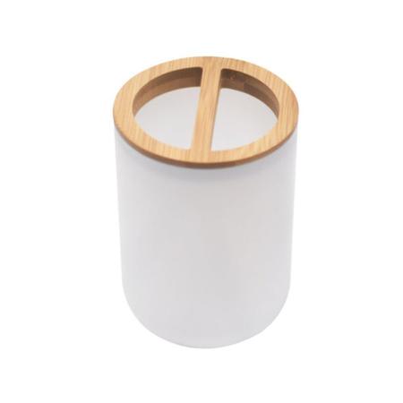 Imagem de Kit de Banheiro Bambu 6 Peças Conjunto Acessórios de Banheiro Eleganz Design Moderno Jogo Para Lavabo Lixeira Grande 6,50L Detalhe Cromado Plasvale