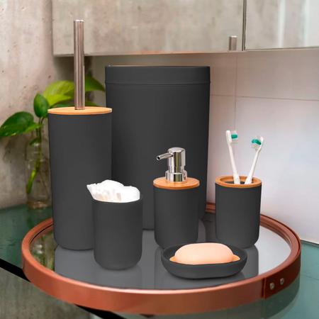 Imagem de Kit De Banheiro Lavabo Com 6 Peças Bambu Moderno Elegante