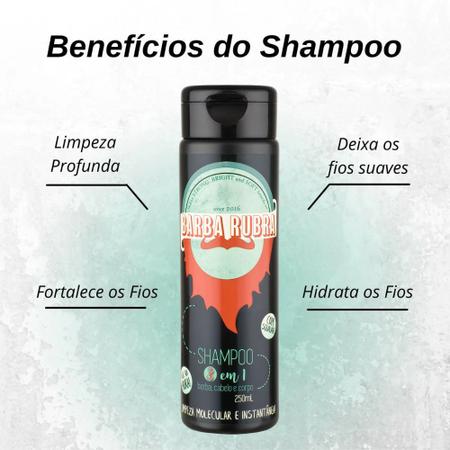 Imagem de Kit de Barba Necessaire Óleo Balm Shampoo 3x1 Pomada Barba Rubra e Pente de Barba Premium