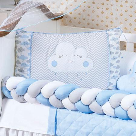 Imagem de Kit de Berço Menino 14 peças Trança Nuvem Com Travesseiro