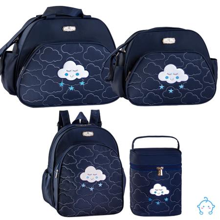 Mochila Maternidade Grande Nuvem Azul Bebê Bebê Menino no Shoptime