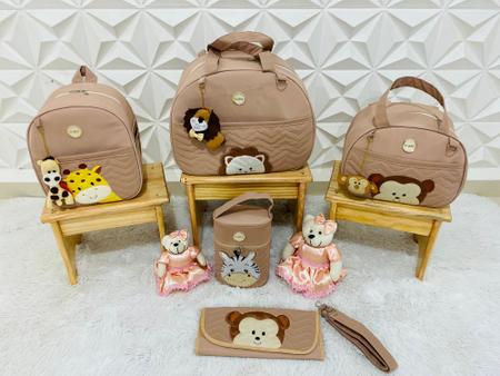 Imagem de Kit de Bolsa Saída Maternidade 5 Peças Safari, conjunto de bolsa Tiara Baby, kit de bolsa