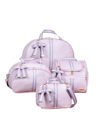 Imagem de Kit de bolsas maternidade 4 pc Lyssa Baby coleção laços cor rosa e cinza
